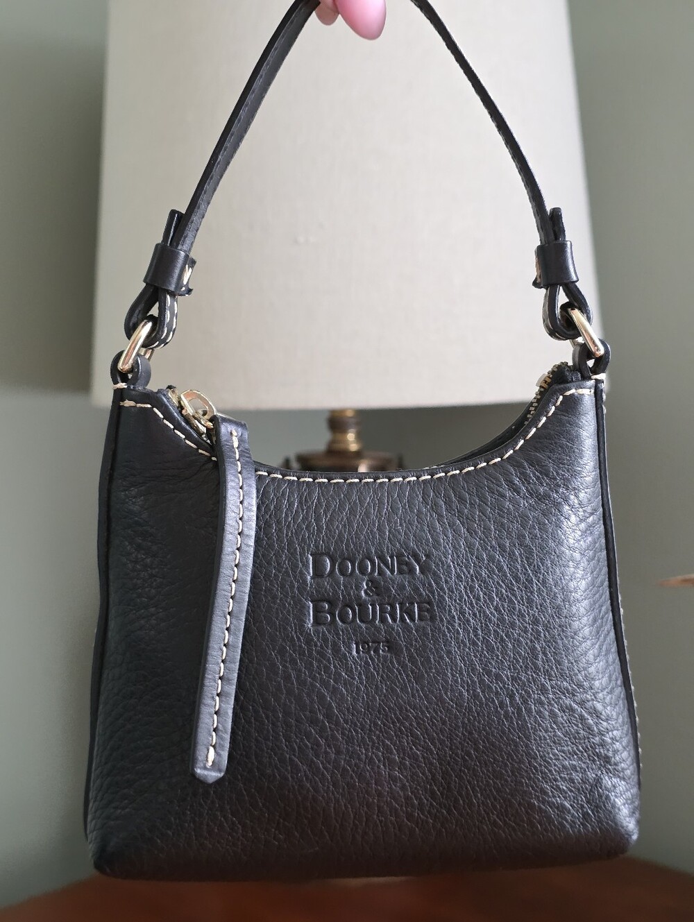 Dooney & Bourke Micro Mini Shoulder Bag Black Pebbled Leather Y2K